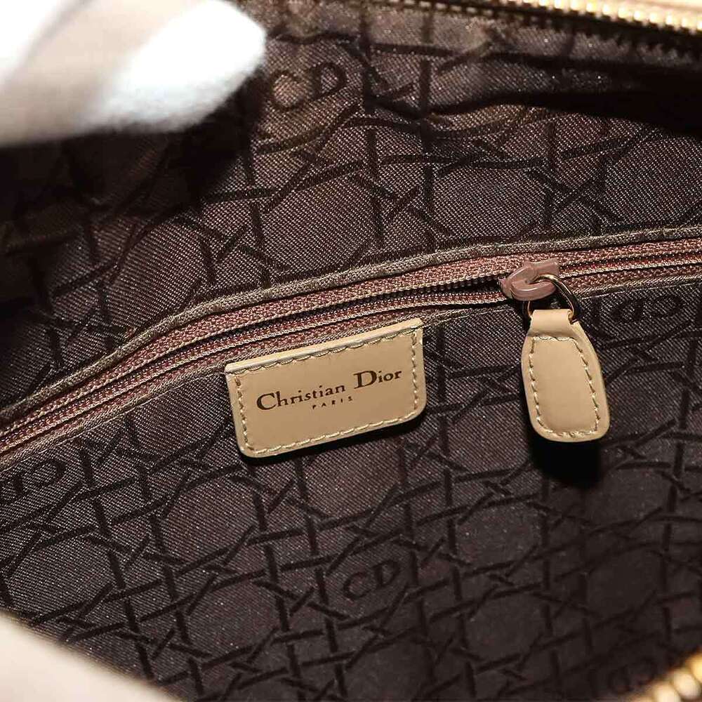 Christian Dior Cannage Lady Hand Shoulder Bag Leather Beige - Picture 8 of 8